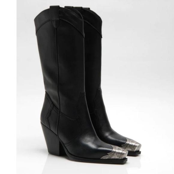 Free People Brayden Western Boots black leather.  Size 37.5 - Picture 5 of 15